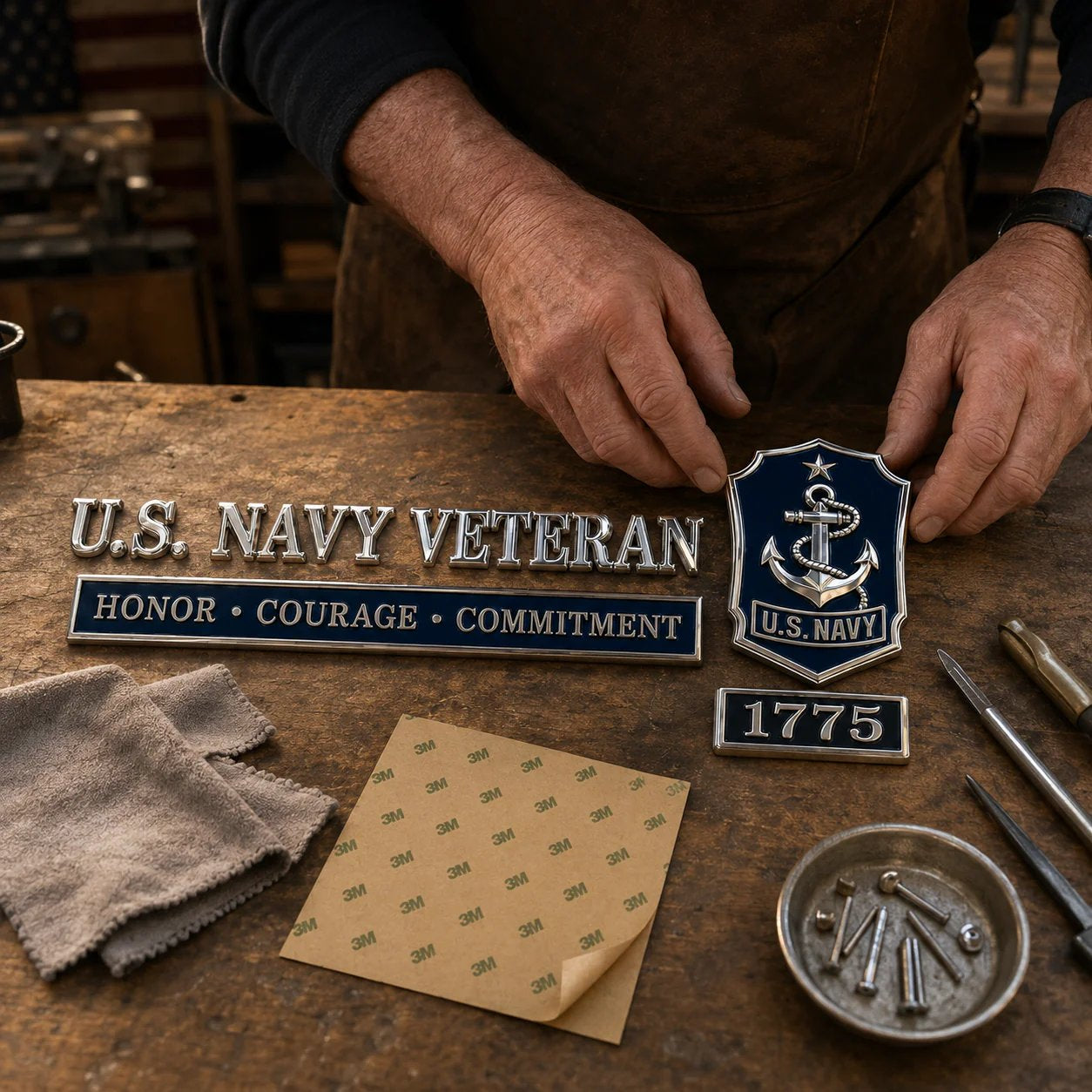 U.S. military veteran emblem gift and display