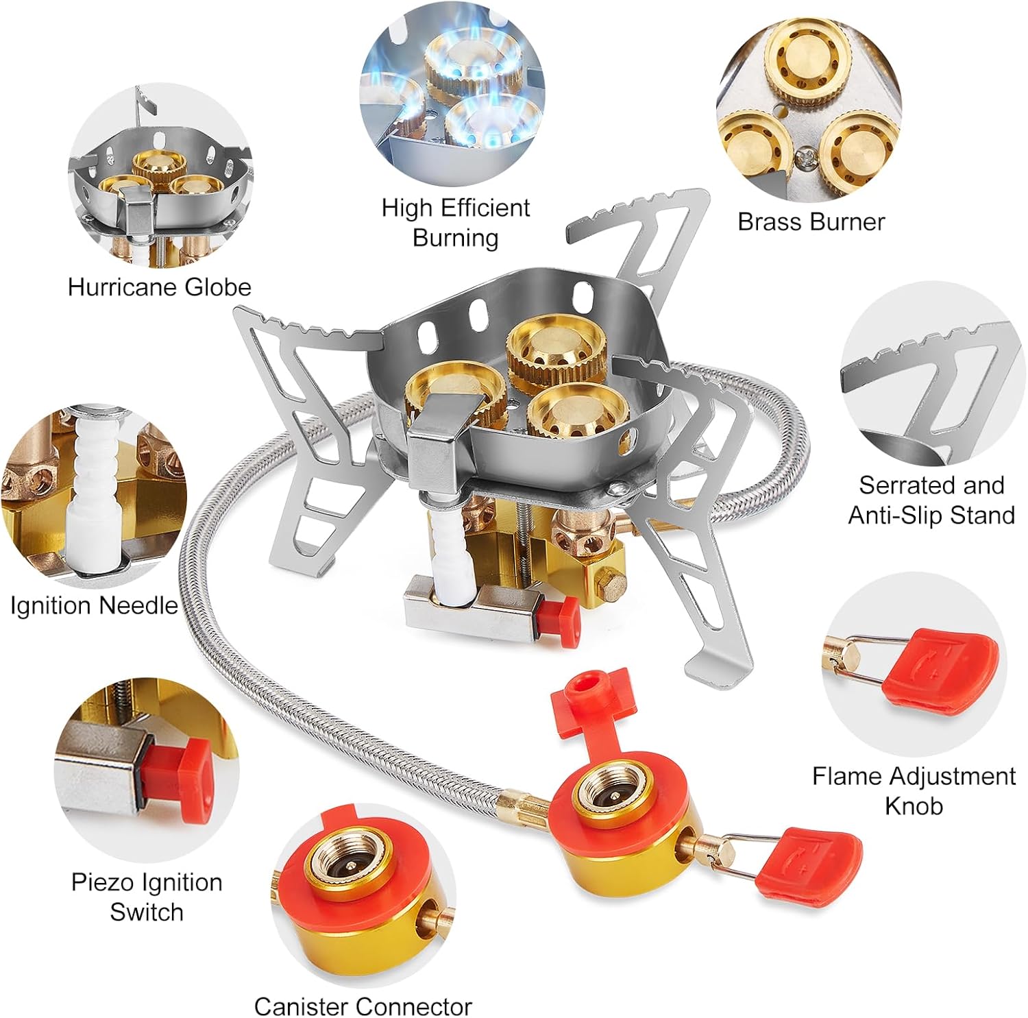 🔥🔥Hot Sale🌟12800W Windproof Camping Stove, Camping Gas Stove with Piezo Ignition