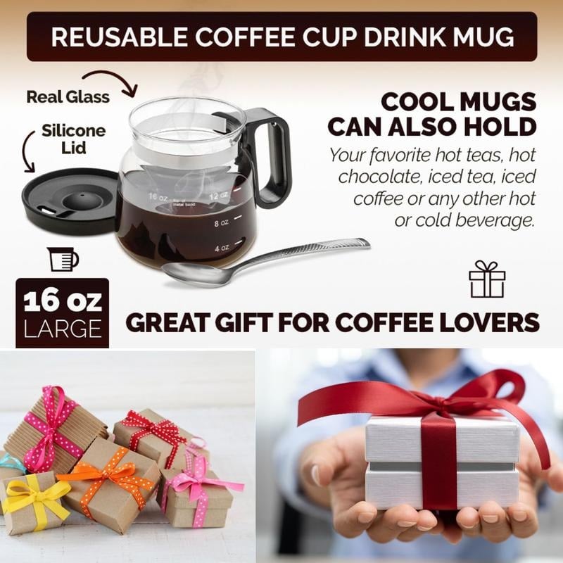 💕49% OFF💖☕ 16 Oz Glass Coffee Mug – Coffee Pot Style （BUY 2 free shipping）