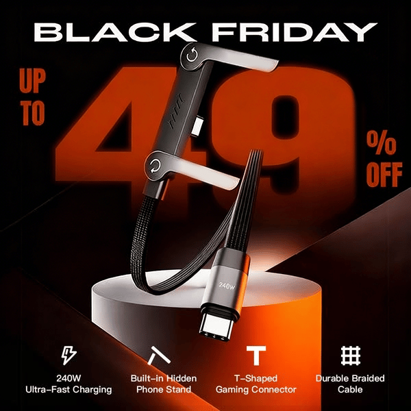 Last Day Flash Sale 49% OFF⚡2-in-1 Invisible Holder Charger Cable – 240W Fast Charging Cord with Built-In Phone Stand