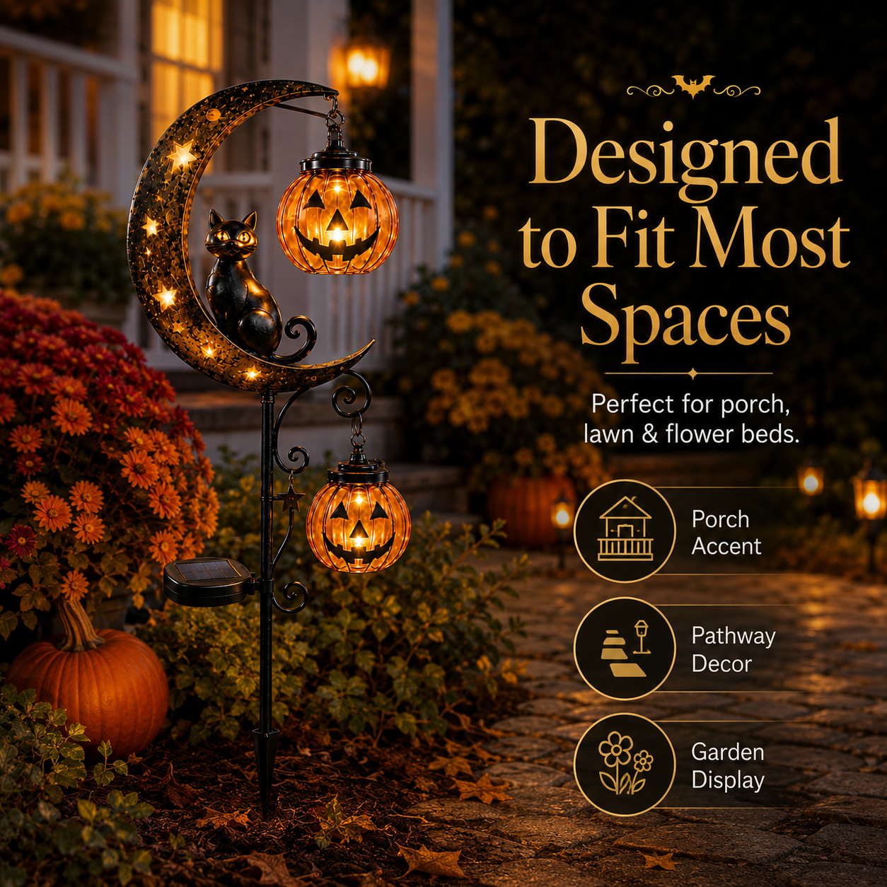 🎃 Halloween Early Bird Sale | 49% OFF Pumpkin Moon Garden Stake Light🎃🐈‍⬛🌙