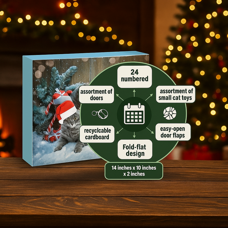 Hot Sale 49% OFF❤Cat Advent Calendar Deluxe Set – 24 Interactive Toys with Collar & Cat Wand