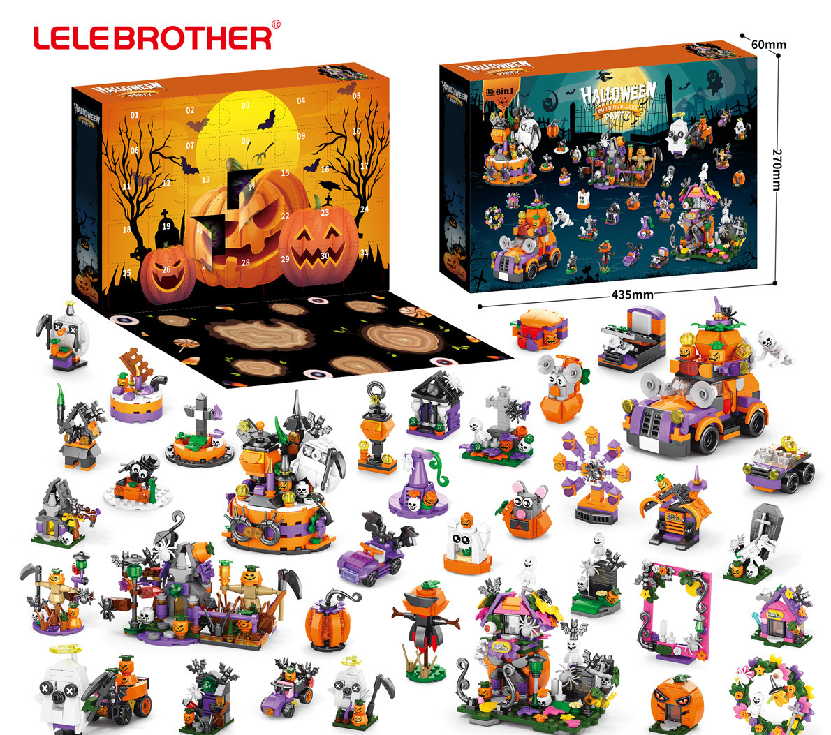 🎁🎁31-Day Halloween Advent Calendar | Spooky Haunted House, Ghosts, Bats & Pumpkins Building Block (  BUY 2 FREE SHIPPING)