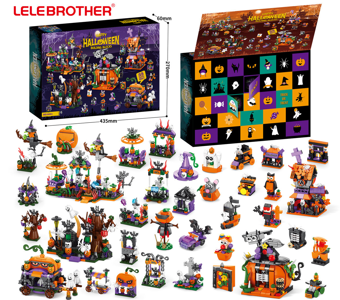 🎁🎁31-Day Halloween Advent Calendar | Spooky Haunted House, Ghosts, Bats & Pumpkins Building Block (  BUY 2 FREE SHIPPING)