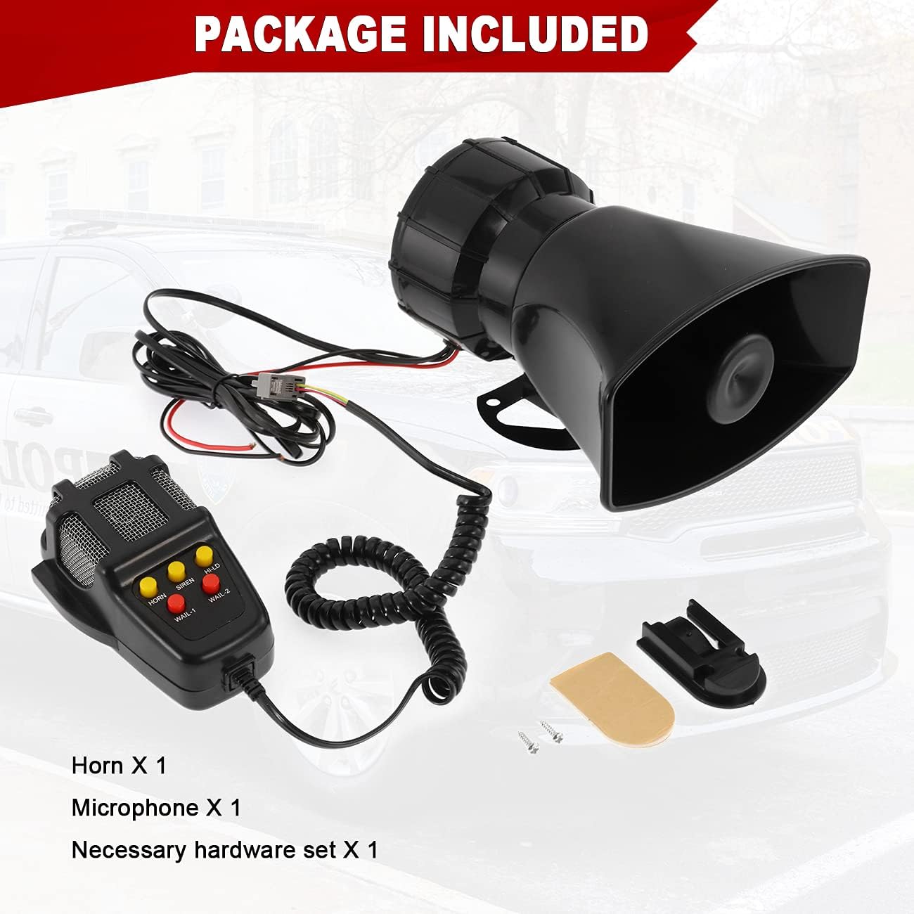 ⚡Hot Sales 49% OFF🔥7-Tone Car Warning Siren Car Siren Horn Mic PA Speaker System Warning Amplifier Hooter