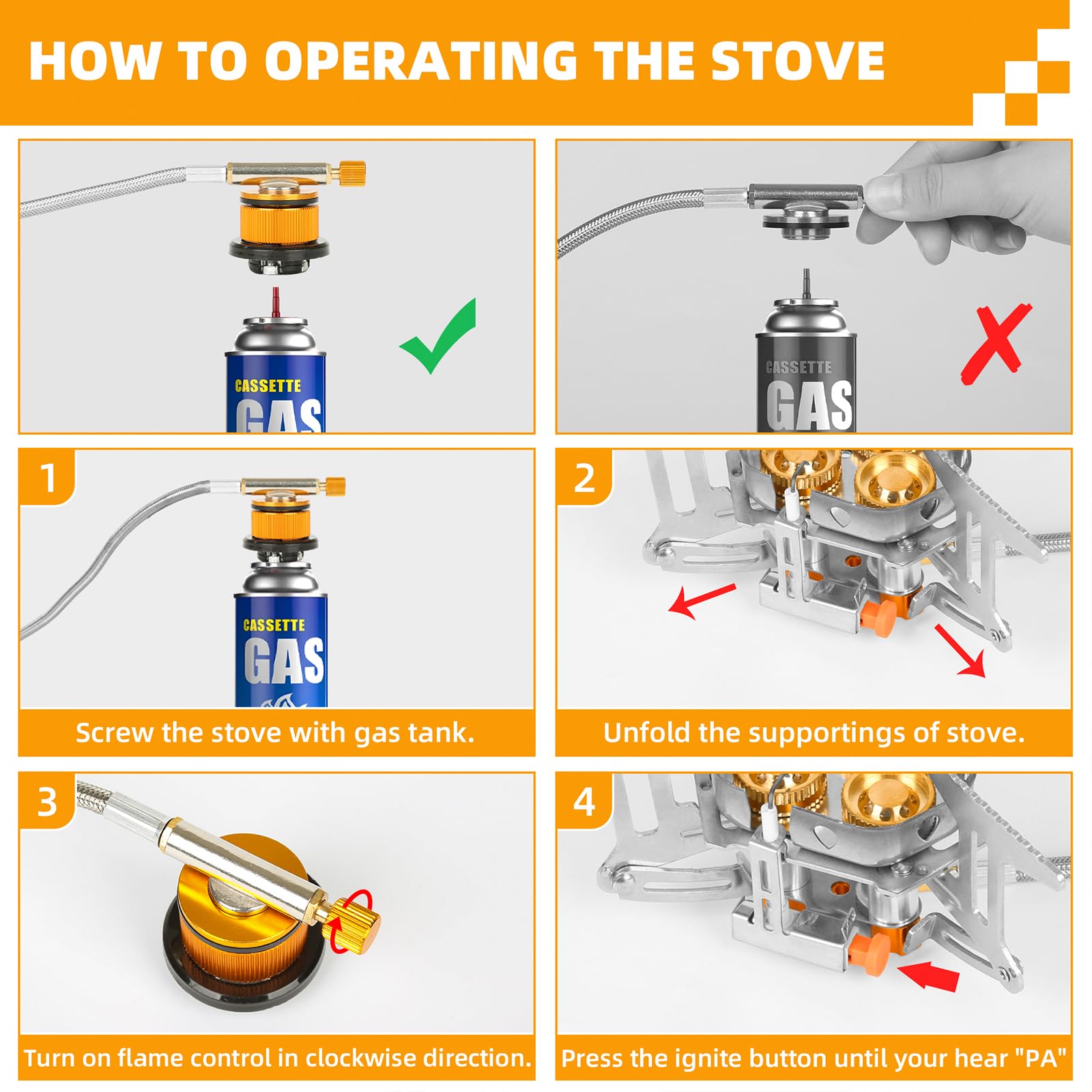 🔥🔥Hot Sale🌟12800W Windproof Camping Stove, Camping Gas Stove with Piezo Ignition