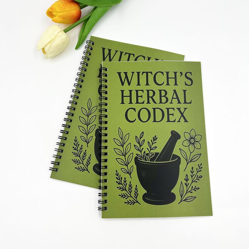 Witch's Herbal Notebook with Multiple Herbs Collection, Witchcraft Recipe Book, Plant Illustrations, Unique Gift for Witch Lovers