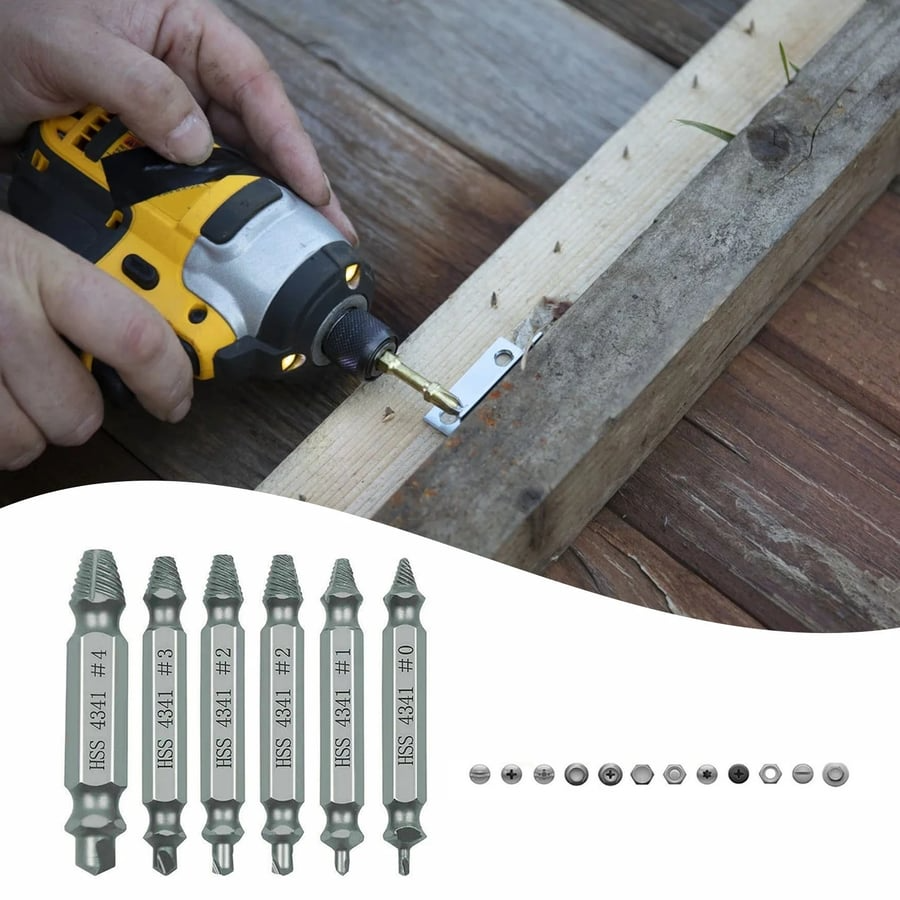 Hot sale 49% OFF🔥Stripped Broken Screw Remover Set – 6PCS Easy Out Bolt Extractor Kit 🔧