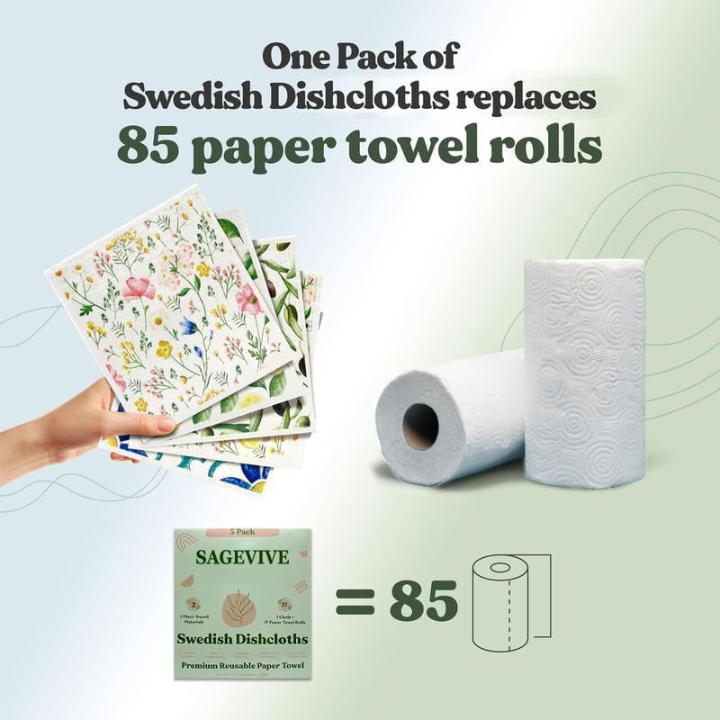 🔥🔥This Week Special Offer 49% OFF🍃 Swedish Dishcloths for Kitchen & Cleaning | 5 Pack