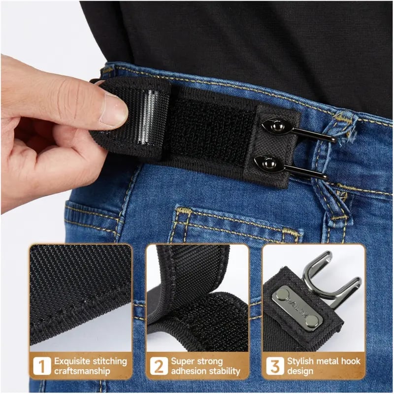 🔥Tactical Metal Hook Elastic Belt (Unisex) - Patented No - Buckle Invisible Design | Soft Adjustable Side