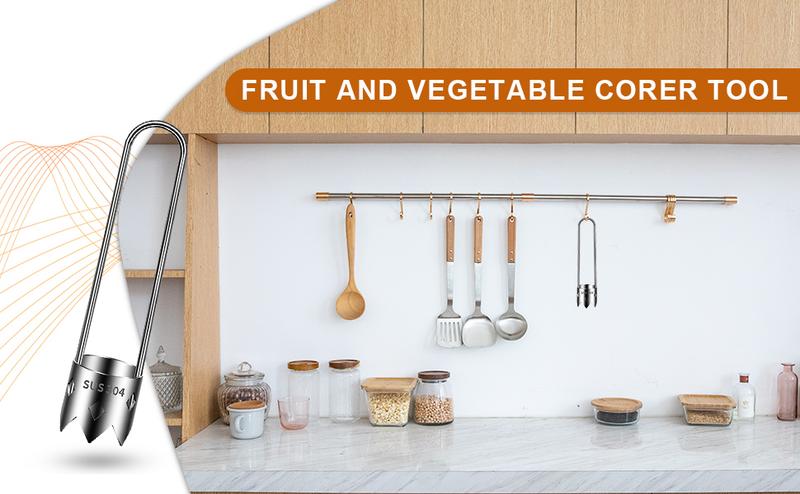 2 Pcs Fruit and Vegetable Corer Tool, Red Bell Pepper Seed Corer, Stainless Steel Fruite Corer, Universal Core Remover with Ergonomic Handle, for Vegetables Fruit Corer Kitchen Gadget