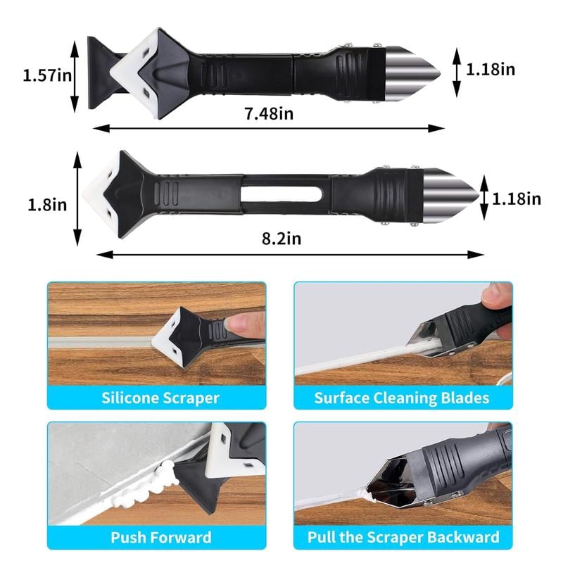 💥LAST DAY SALE 49% OFF🔥3 in1 Silicone Caulking Tools -Grout Removal Tool(Stainless Steelhead)