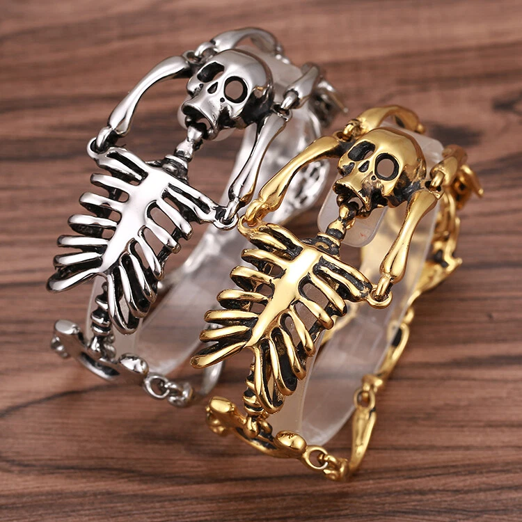 🏆Flash Sale 60% OFF - 💀🎃Vintage 316L Titanium Steel Skeleton Skull Bracelet