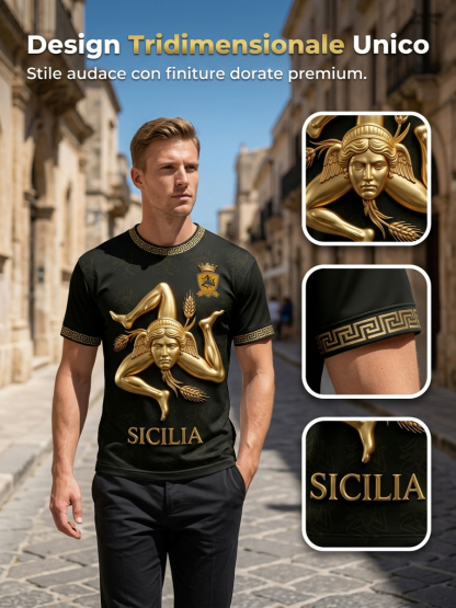 T-shirt da uomo Sicilia Trinacria a maniche corte