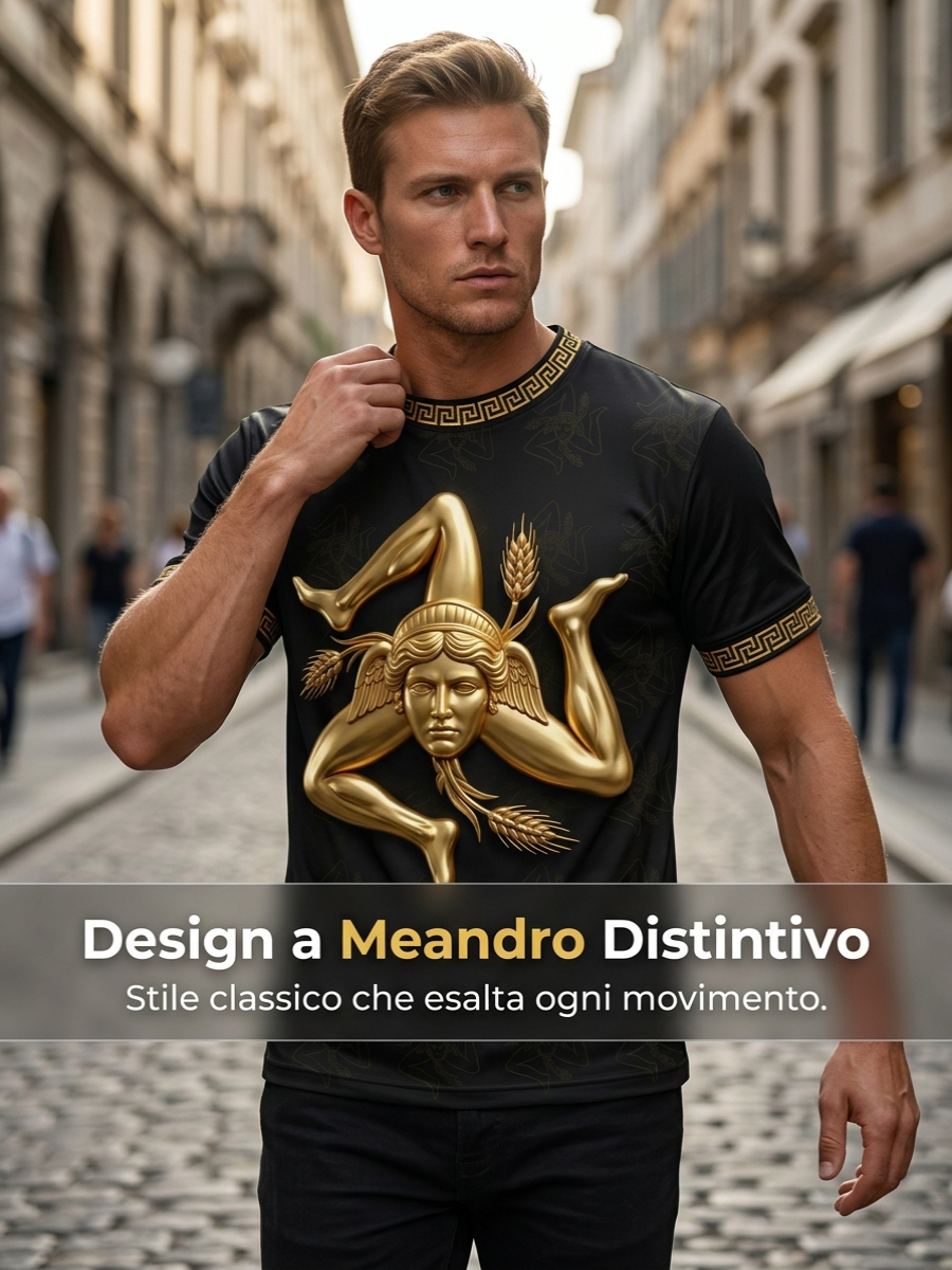 T-shirt da uomo Sicilia Trinacria a maniche corte