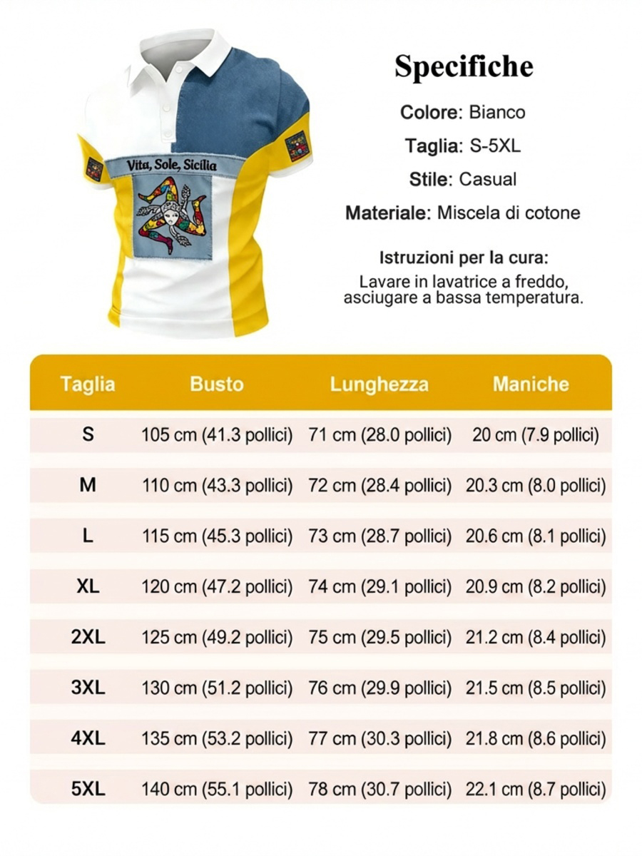 Polo da uomo con stampa artistica di ispirazione siciliana