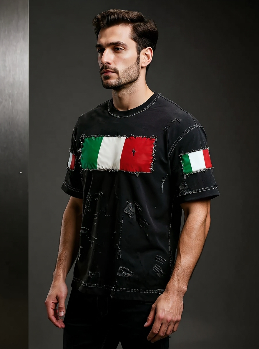 Maglietta casual da uomo con stampa italiana