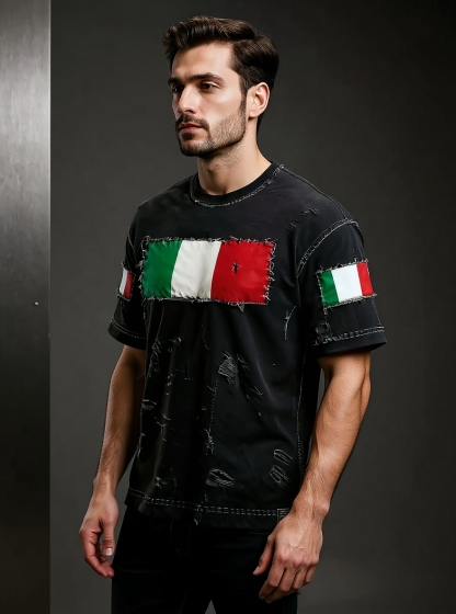 Maglietta casual da uomo con stampa italiana