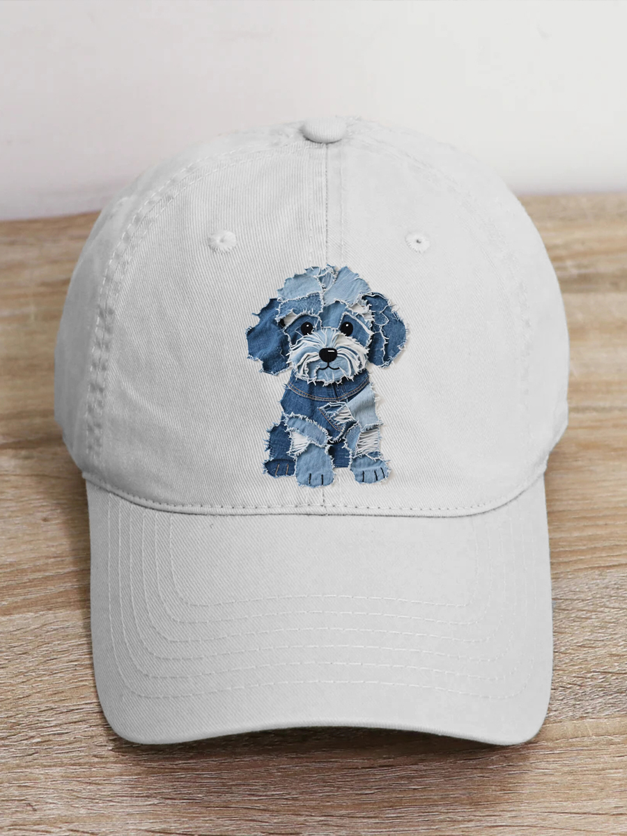 Cappello d'arte patchwork unisex con motivo cane carino