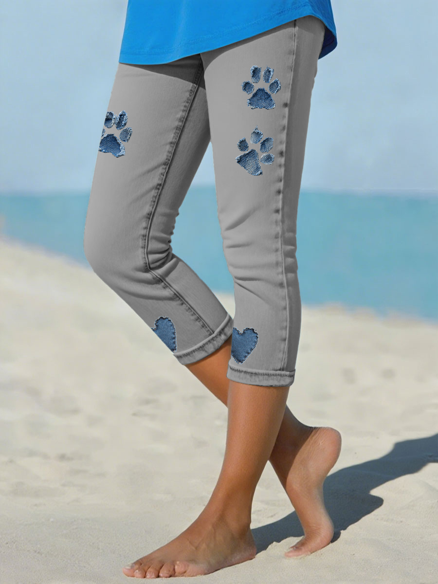 Leggings zampa in denim da donna
