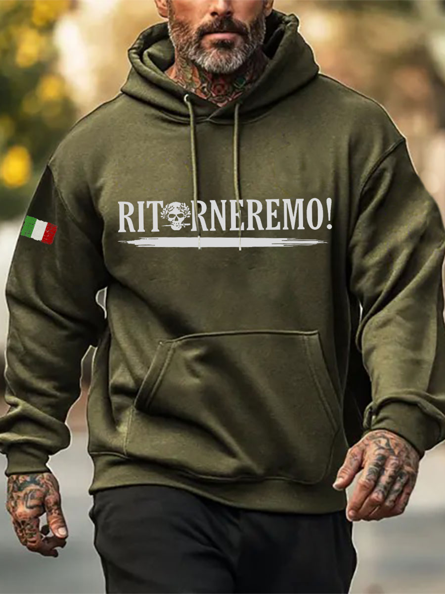 Felpa con cappuccio da uomo RITORNEREMO