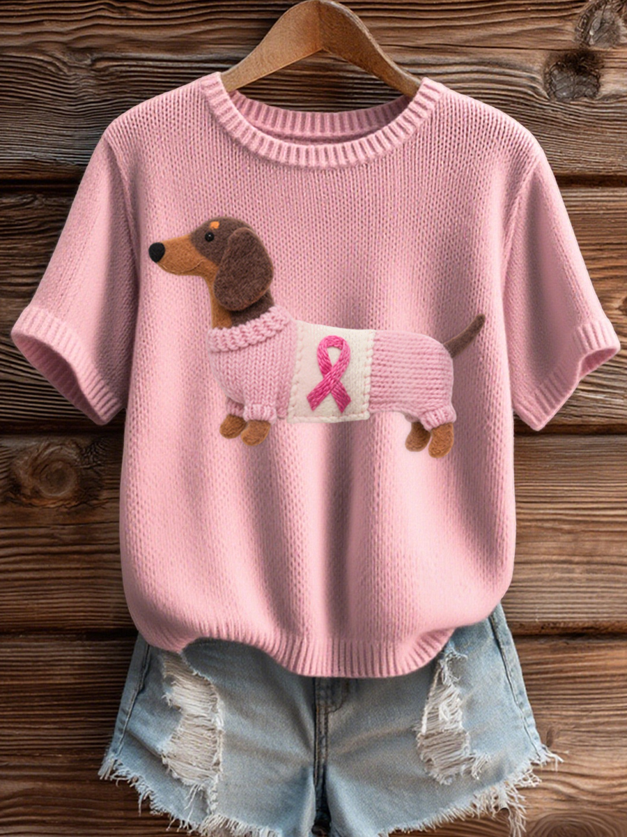 Costo a maglia in feltro con motivo bassotto da donna