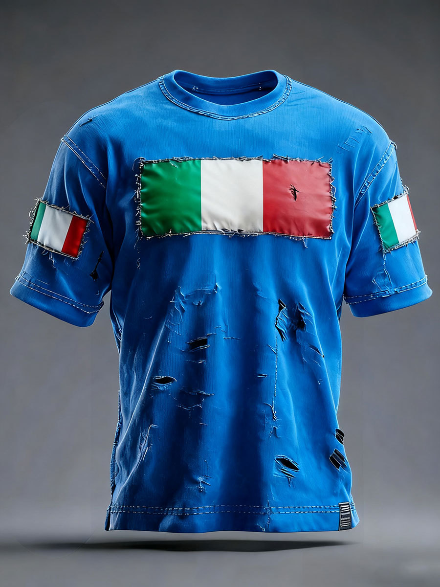 Maglietta casual da uomo con stampa italiana