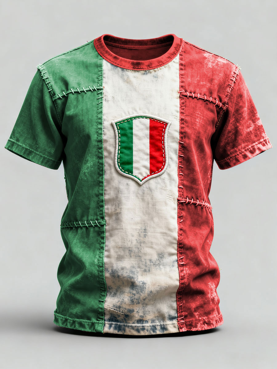 Maglietta casual da uomo con stampa italiana