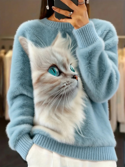 Top in flanella da donna con stampa retrò di arte animale