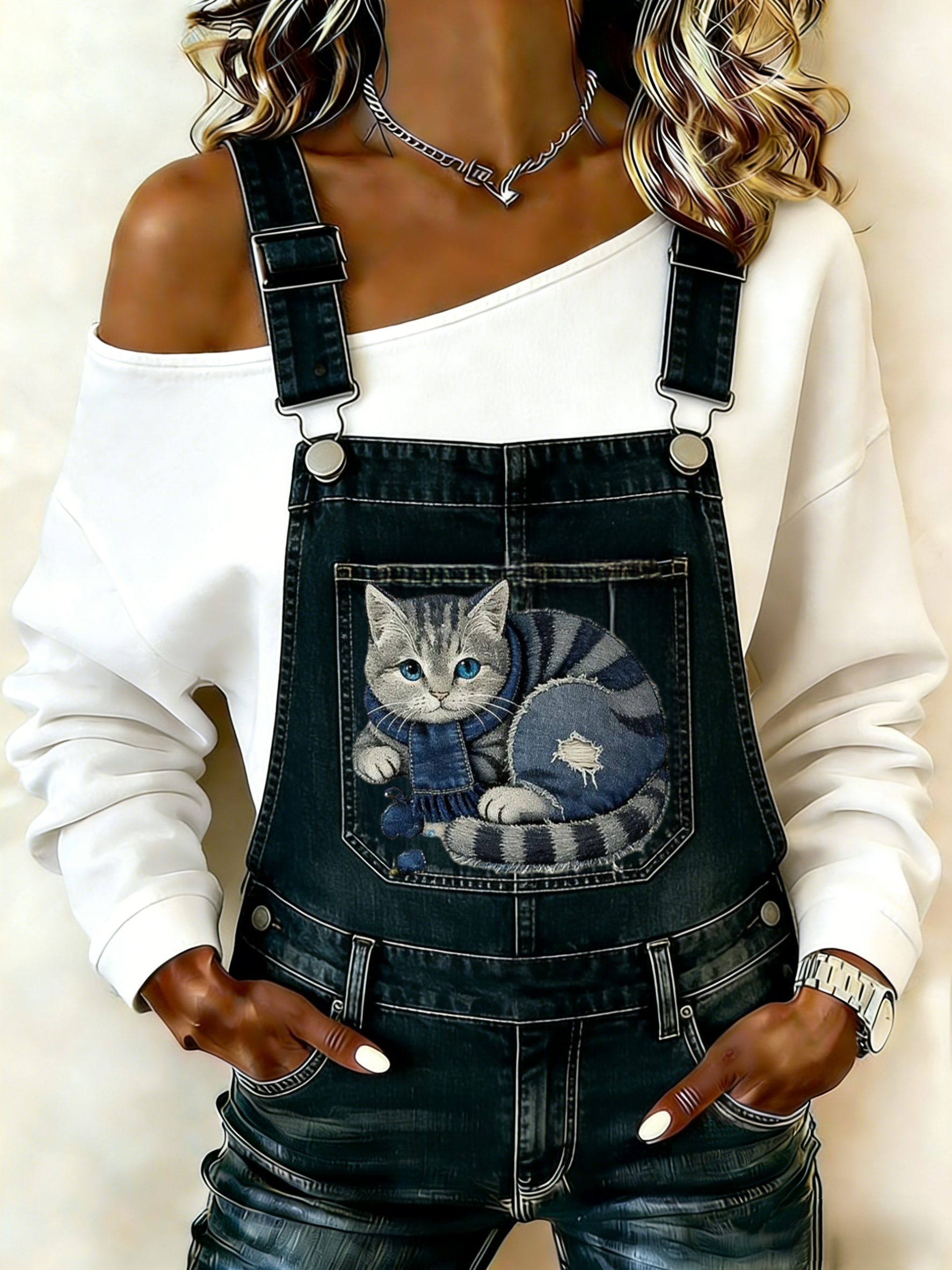 Tuta in denim da donna,