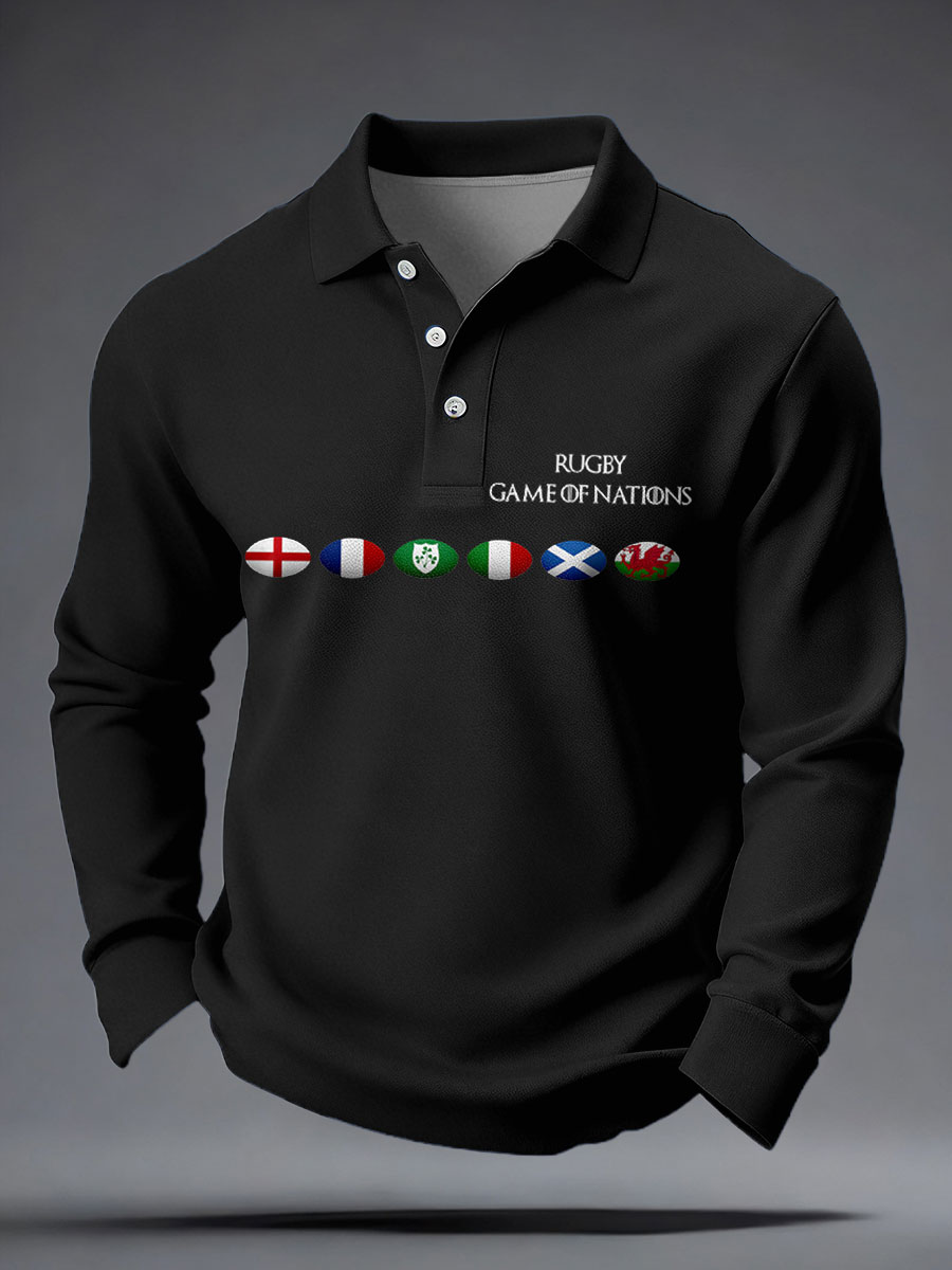 Top casual stampati da uomo con amanti del rugby