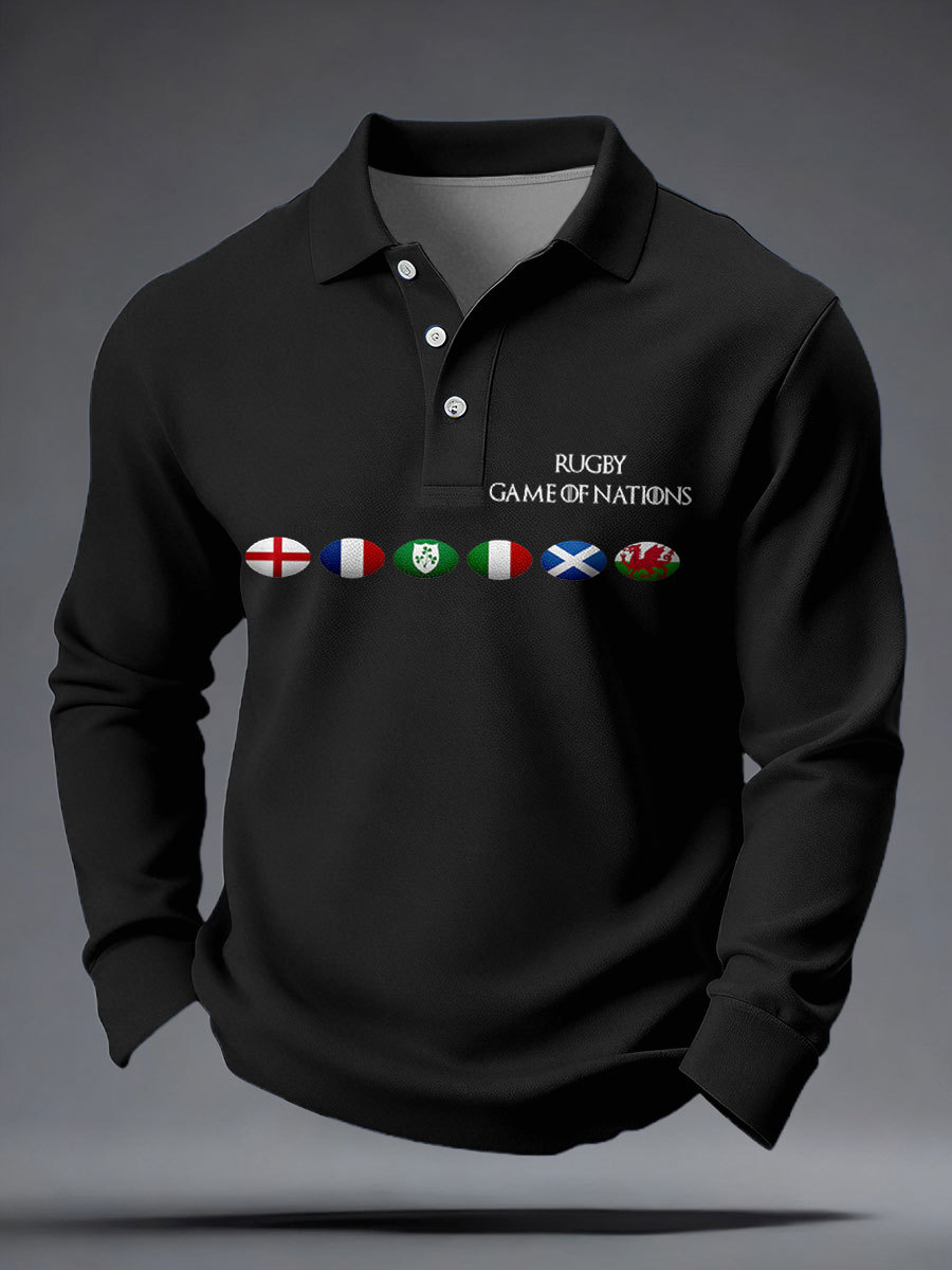 Top casual stampati da uomo con amanti del rugby