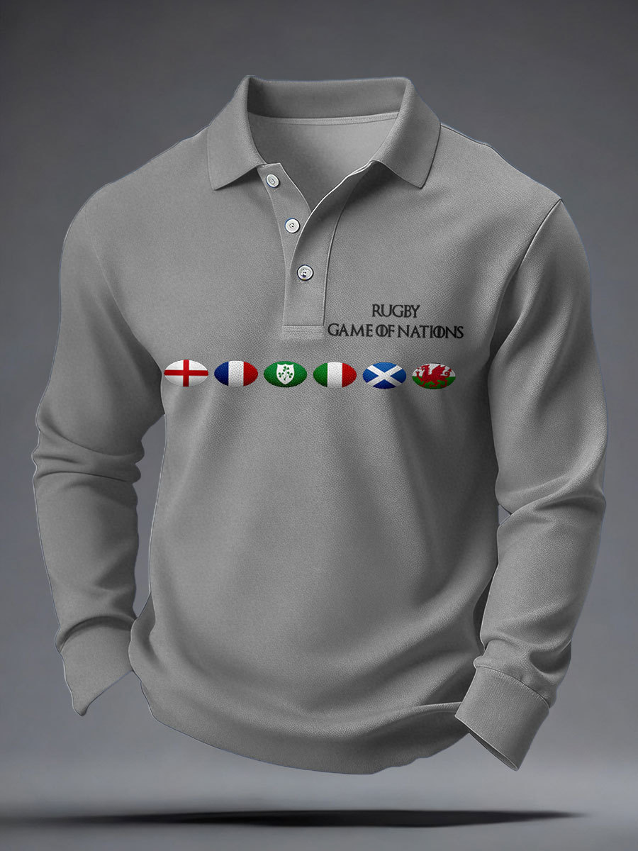 Top casual stampati da uomo con amanti del rugby