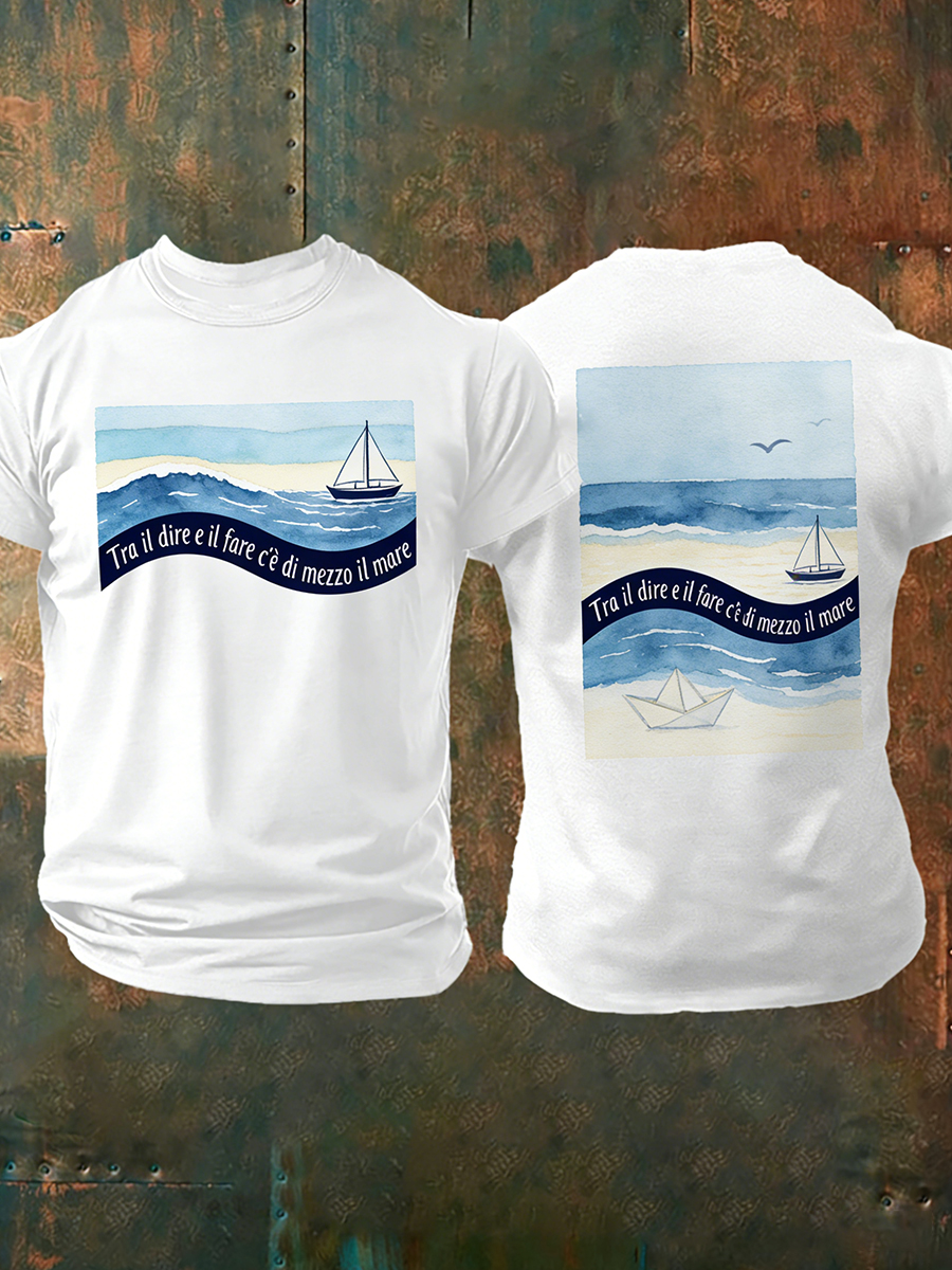 T-Shirt Uomo Con Proverbio Italiano-Stampa Ispirata