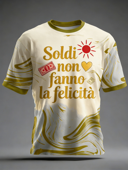T-Shirt Uomo Con Proverbio Italiano-Stampa Ispirata