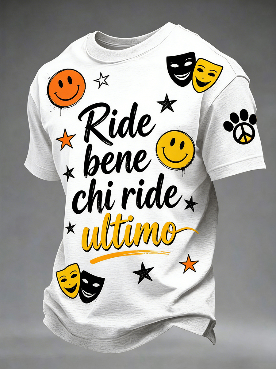 T-Shirt Uomo Con Proverbio Italiano-Stampa Ispirata