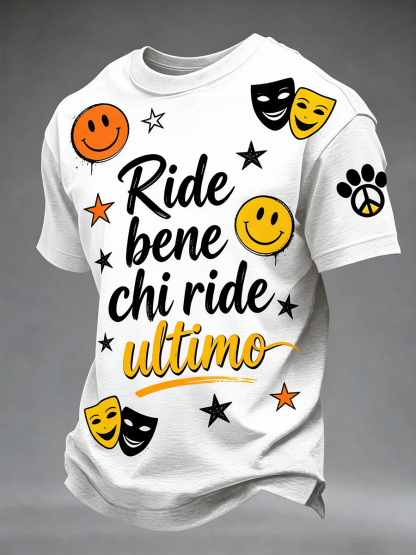 T-Shirt Uomo Con Proverbio Italiano-Stampa Ispirata