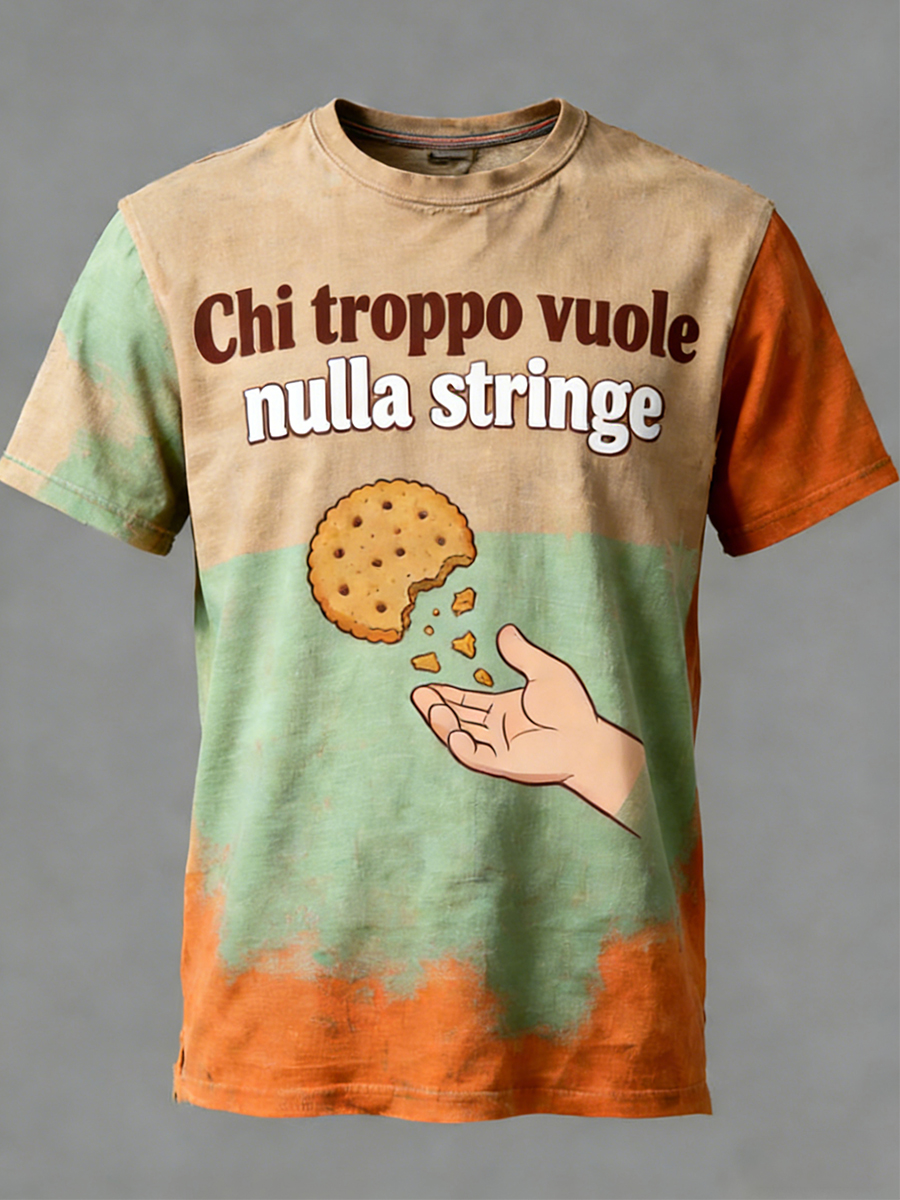T-Shirt Uomo Con Proverbio Italiano-Stampa Ispirata