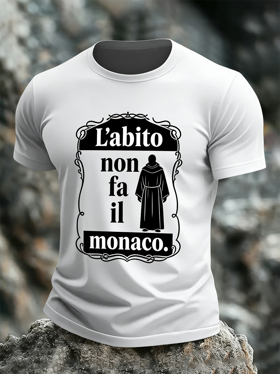 T-Shirt Uomo Con Proverbio Italiano-Stampa Ispirata
