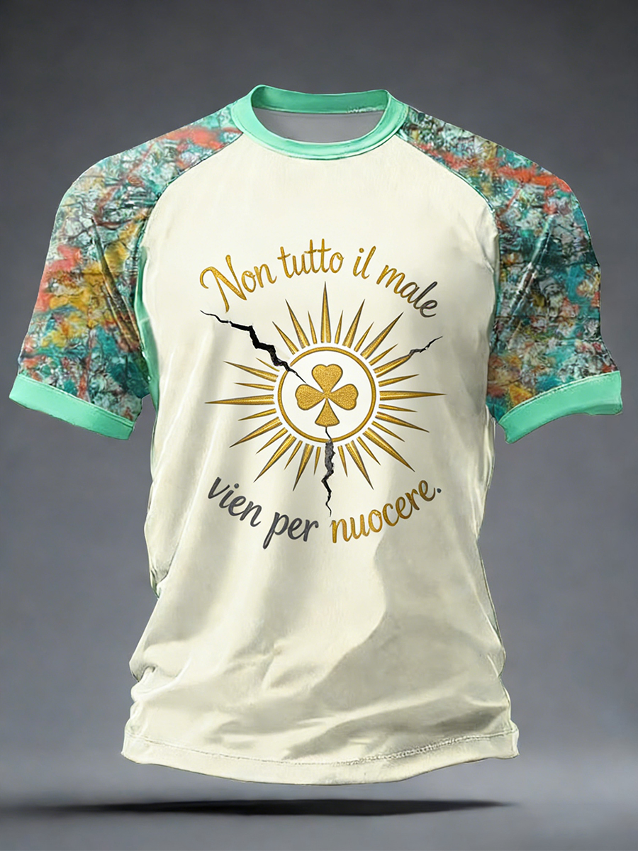 T-Shirt Uomo Con Proverbio Italiano-Stampa Ispirata