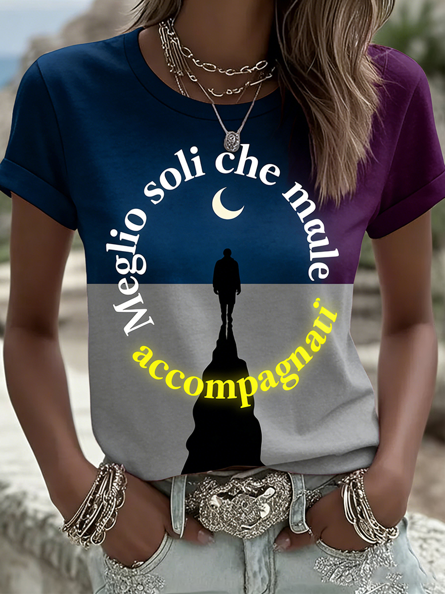 T-Shirt Donna Con Proverbio Italiano-Stampa Ispirata