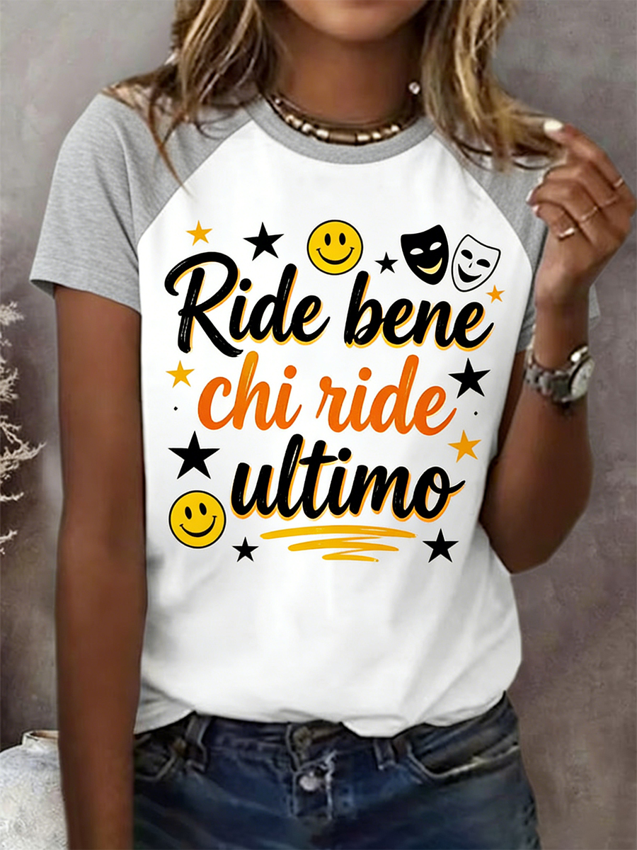 Camicia a maniche corte da donna con stampa italiana ispirata al proverbio