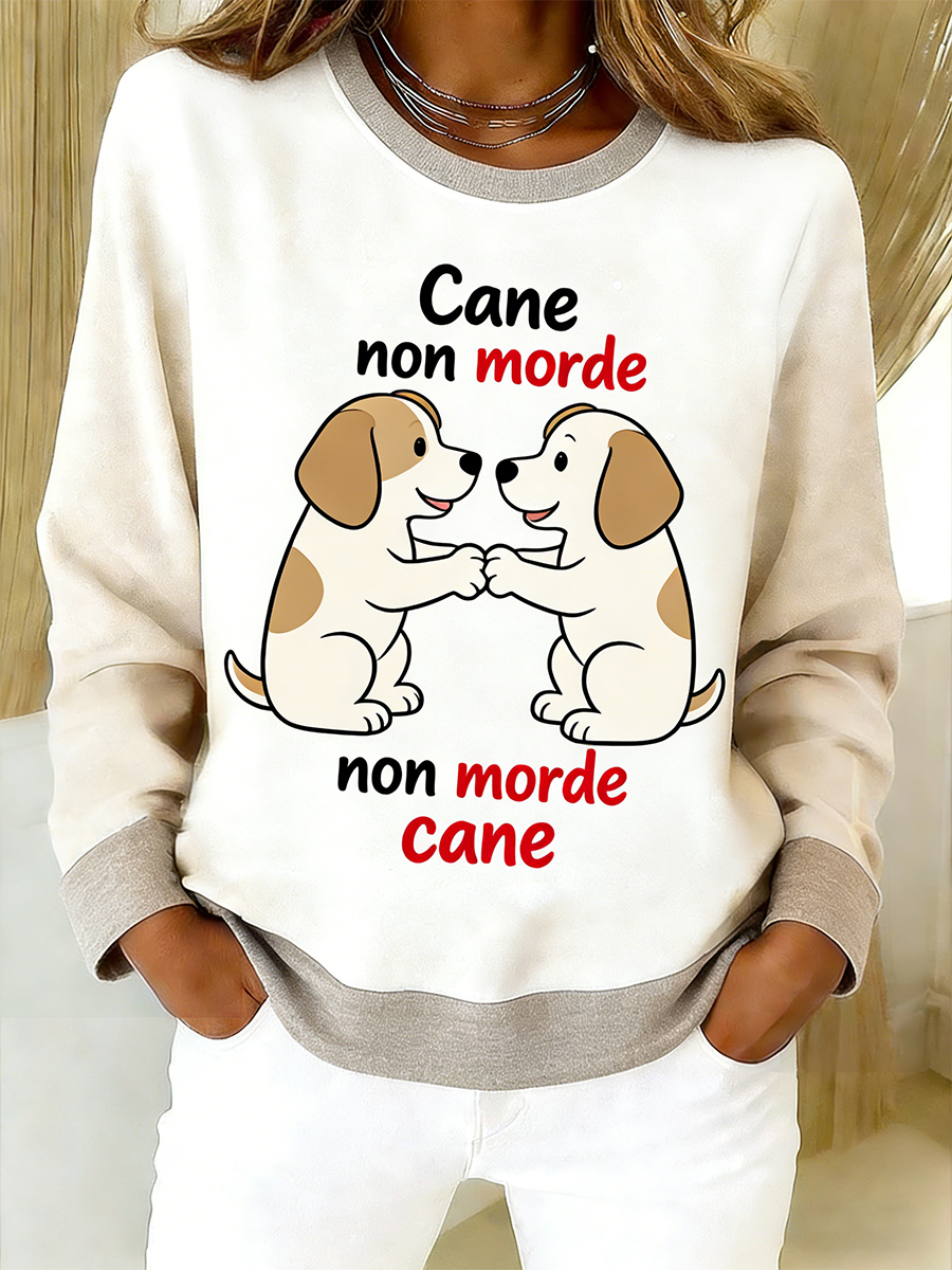 Felpa a maniche lunghe da donna con stampa italiana ispirata al proverbio