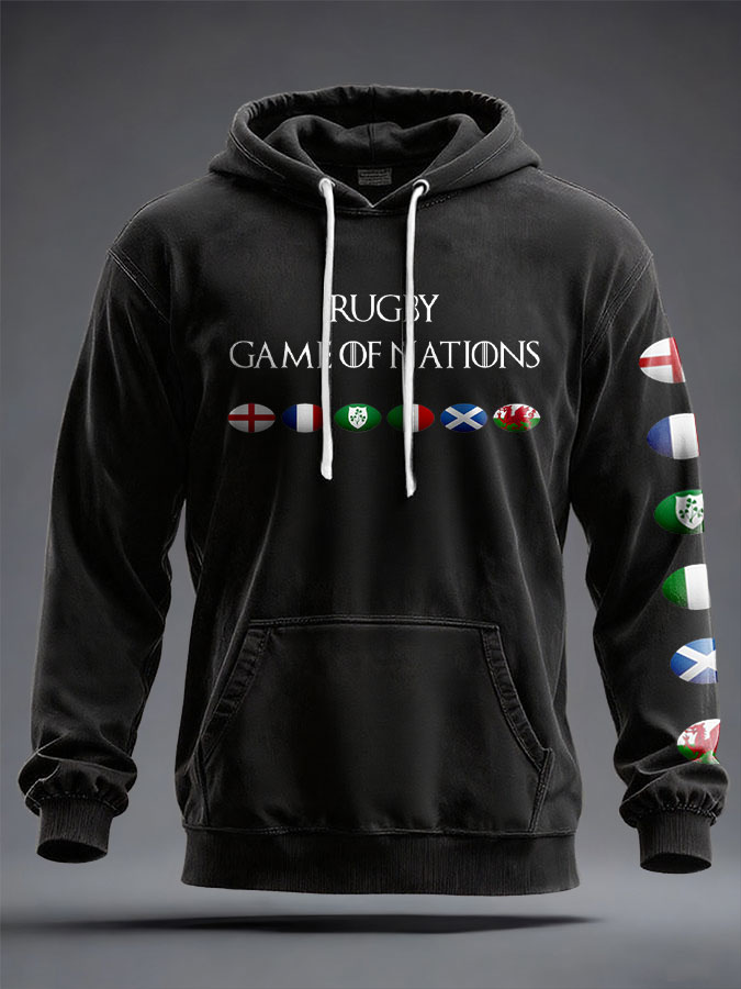 Felpa con cappuccio con stampa Unisex 6 Nazioni Rugby Lover