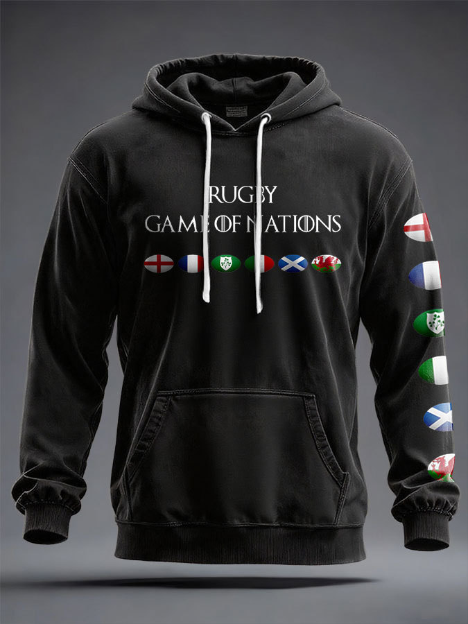 Felpa con cappuccio con stampa Unisex 6 Nazioni Rugby Lover
