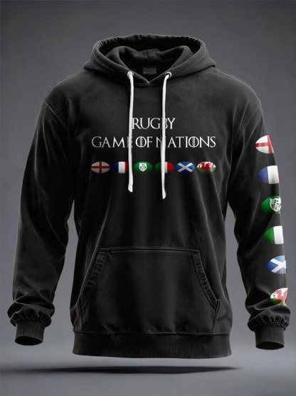 Felpa con cappuccio con stampa Unisex 6 Nazioni Rugby Lover