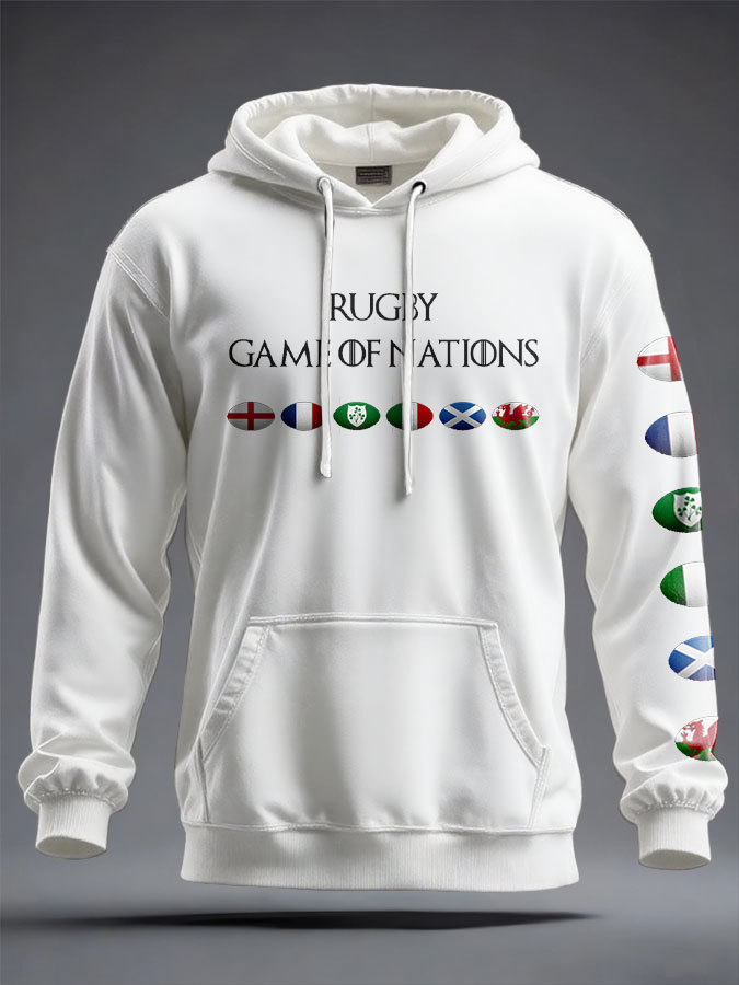 Felpa con cappuccio con stampa Unisex 6 Nazioni Rugby Lover