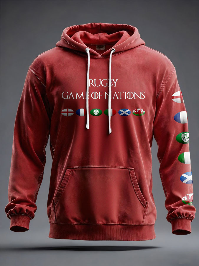 Felpa con cappuccio con stampa Unisex 6 Nazioni Rugby Lover