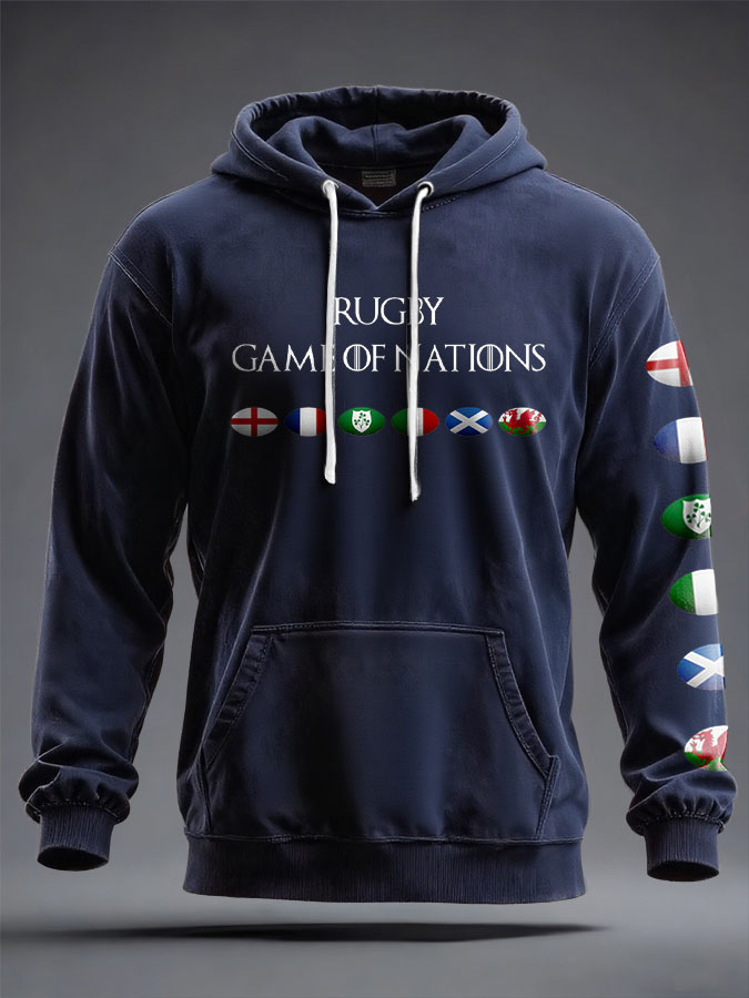 Felpa con cappuccio con stampa Unisex 6 Nazioni Rugby Lover