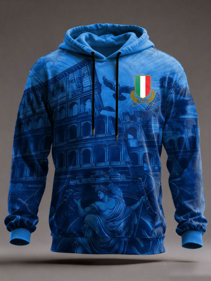 Felpa a tracolla oversize uomo rugby Italia con tasche